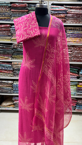 kota doria cotton dress material Pure Kota Cotton Hand Painting Work Dress Material with Bottom My Store
