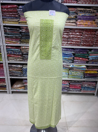 Light Green Cotton Office Wear Suit Fabric & Cotton Dupatta