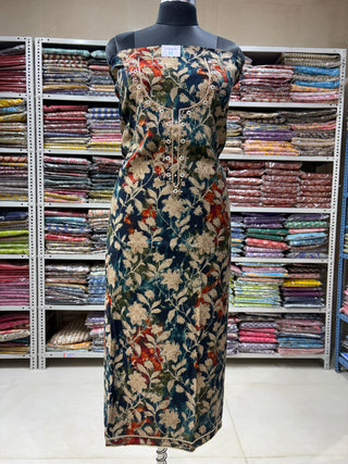 Blue Modal Silk Party Wear Designer Suit fabric with muslin dupatta