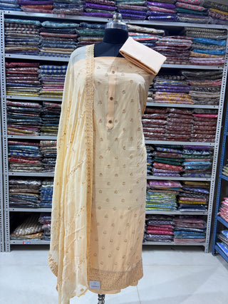 Office Wear Suit fabric with Pure Chiffon Dupatta