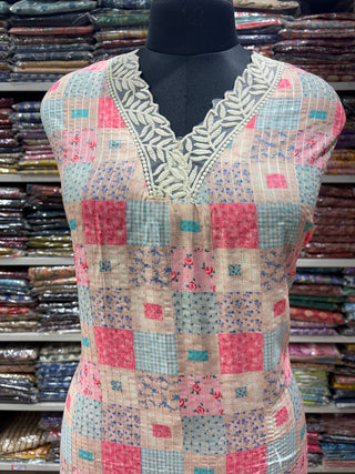 Pink Color Office Wear Suit Dress Material fabric with chiffon dupatta