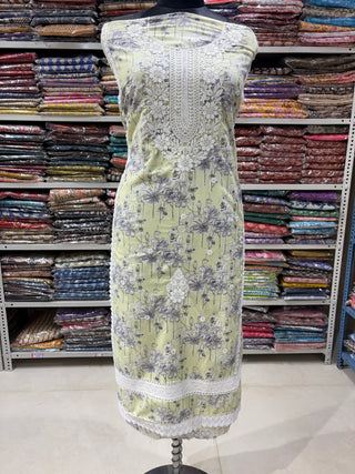 Light Green Cotton Office Wear Suit Fabric & Cotton Dupatta GSVKKAV002