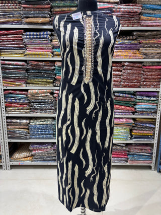 Black Office Wear Premium Suit fabric with Chiffon Dupatta 000306