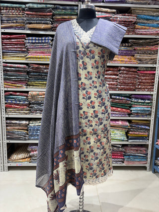 Cotton Handloom Office Wear Suit with lace on neck PHA0004