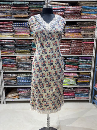 Cotton Handloom Office Wear Suit with lace on neck PHA0004