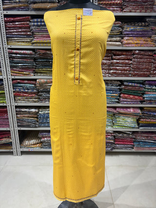 Premium Cotton Suit with gotaa patti work on neck and Bandhini dupatta GSVKRIW0004