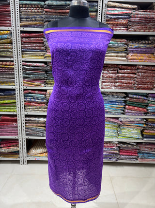 Handblock Chanderi Suit Material with Chanderi Dupatta(Lining Included) 2282