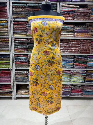 Handblock Chanderi Suit Material with Chanderi Dupatta(Lining Included)  2285