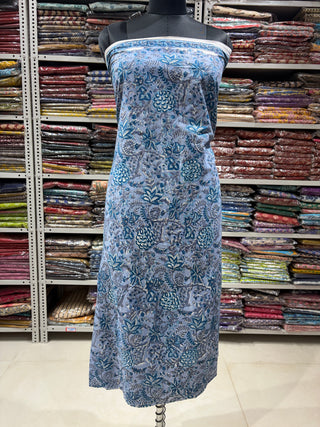 Premium Cotton Block Print Office Wear Suit fabric with Kota Doria Dupatta (44 inch width) and Heavy Bottom 2286