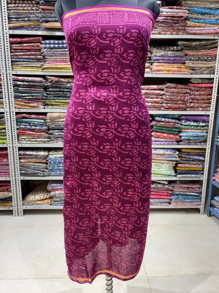 Handblock Chanderi Suit Material with Chanderi Dupatta(Lining Included) 2289