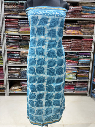 Handblock Chanderi Suit Material with Chanderi Dupatta(Lining Included)