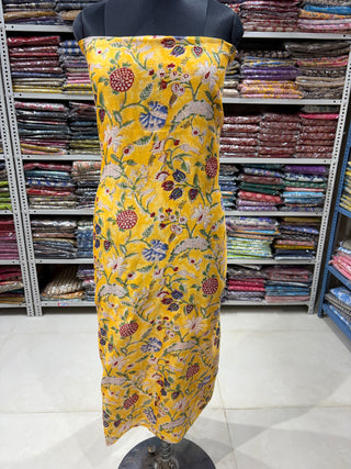 Handblock Chanderi Suit Material with Chanderi Dupatta(Lining Included)  2285