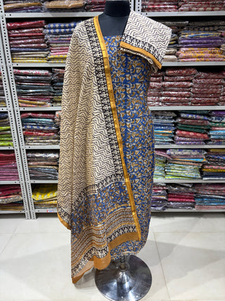 Handblock Chanderi Suit Material with Chanderi Dupatta(Lining Included) 2288