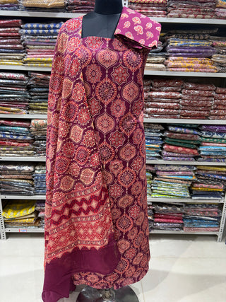 Handblock Cotton Suit Material with Cotton Dupatta