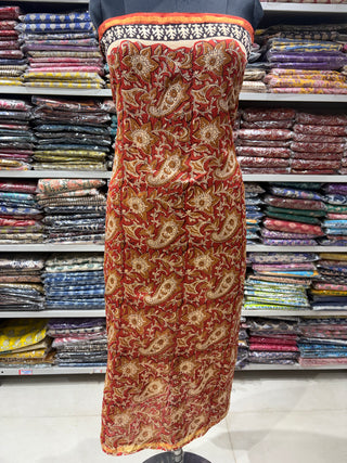 Handblock Chanderi Suit Material with Chanderi Dupatta(Lining Included)