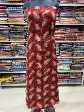 Red Hand block kota doria suit set for office wear (with extra lining included)
