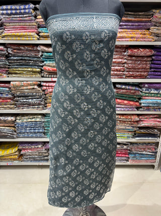 Hand block kota doria suit set for office wear (with extra lining included)