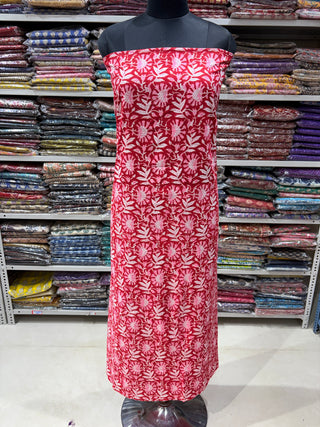 Premium Cotton Block Print Office Wear Suit fabric with Kota Doria Dupatta (44 inch width) and Heavy Bottom