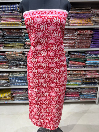 Premium Cotton Block Print Office Wear Suit fabric with Kota Doria Dupatta (44 inch width) and Heavy Bottom