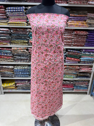 Premium Cotton Block Print Office Wear Suit fabric with Kota Doria Dupatta (44 inch width) and Heavy Bottom