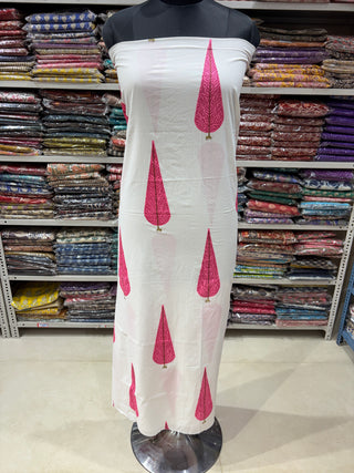 Premium Cotton Block Print Office Wear Suit fabric with Kota Doria Dupatta (44 inch width) and Heavy Bottom
