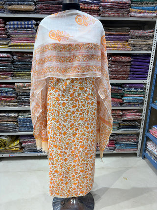 Cotton Handblock Office Wear Suit fabric with Kota doria Dupatta