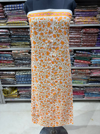 Cotton Handblock Office Wear Suit fabric with Kota doria Dupatta