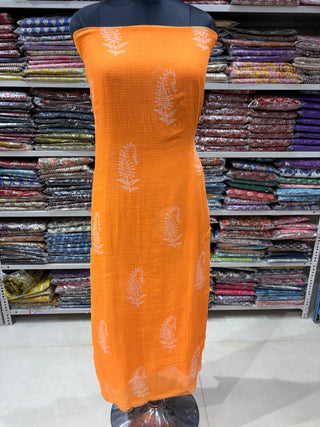 Hand block kota doria suit set for office wear (with extra lining included)
