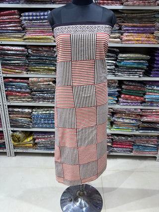 Cotton Handblock Office Wear Suit fabric with Kota doria Dupatta