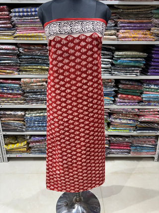 Cotton Handblock Office Wear Suit fabric with Kota doria Dupatta