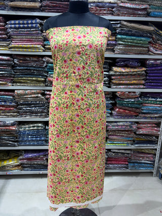Premium Cotton Handblock Suit fabric with Chiffon Dupatta