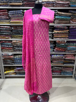 Premium Cotton Handblock Suit fabric with Chiffon Dupatta