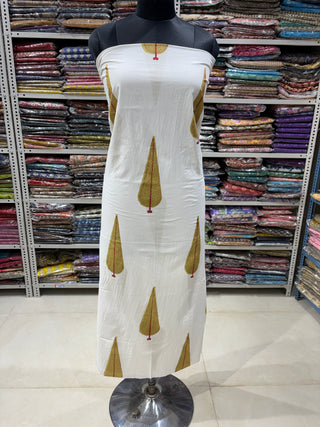 Premium Cotton Block Print Office Wear Suit fabric with Kota Doria Dupatta (44 inch width) and Heavy Bottom