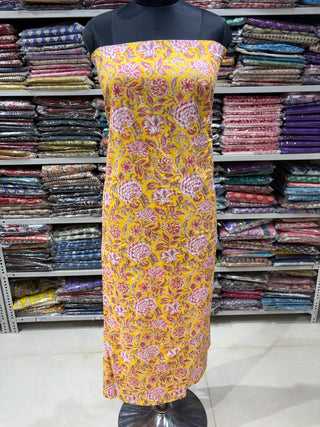 Premium Cotton Handblock Suit fabric with Chiffon Dupatta