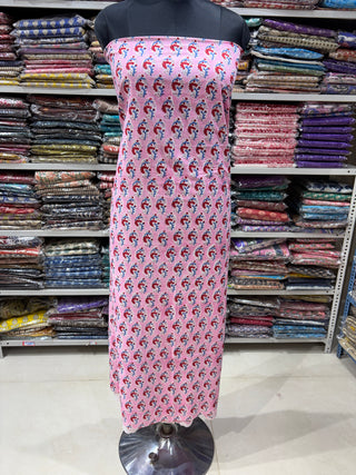 Premium Cotton Handblock Suit fabric with Chiffon Dupatta