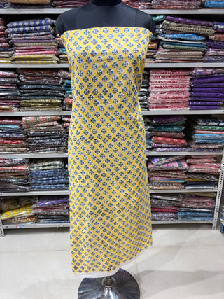 Premium Cotton Handblock Suit fabric with Chiffon Dupatta