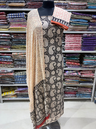 Premium Cotton Handblock Suit fabric with Chiffon Dupatta