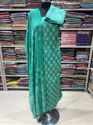 Premium Cotton Handblock Suit fabric with Chiffon Dupatta