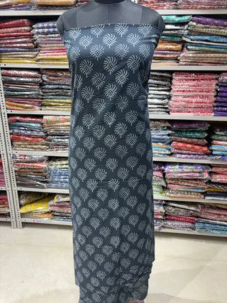 Premium Cotton Handblock Suit fabric with Chiffon Dupatta