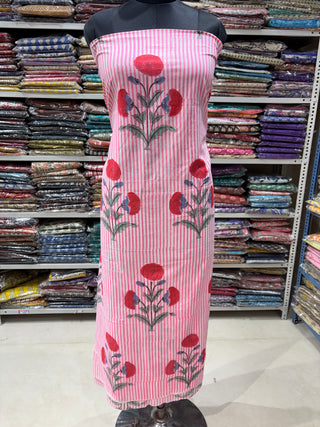 Cotton Handblock Office Wear Suit fabric with Kota Doria Dupatta