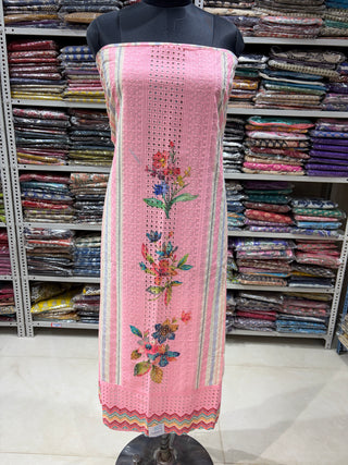Pink Office Wear Suit fabric with chiffon dupatta