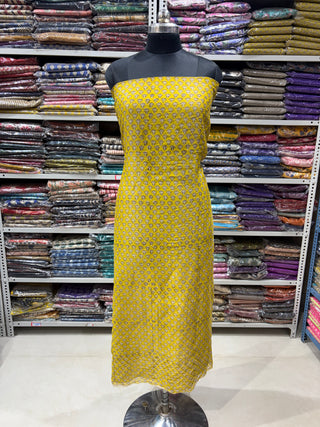 Handblock Chanderi Suit Material with Chanderi Dupatta(Lining Included)