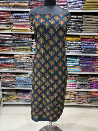 Handblock Chanderi Suit Material with Chanderi Dupatta(Lining Included)