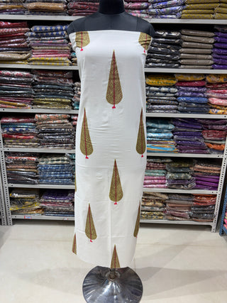 Premium Cotton Block Print Office Wear Suit fabric with Kota Doria Dupatta (44 inch width) and Heavy Bottom