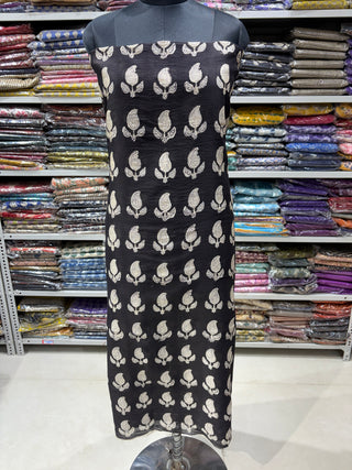 Handblock Chanderi Suit Material with Chanderi Dupatta(Lining Included)