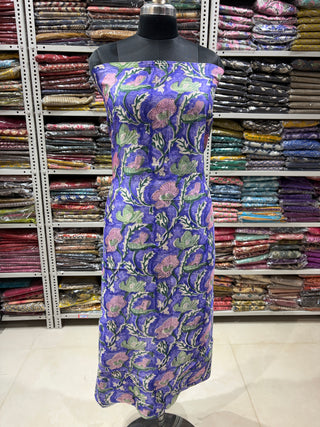 Handblock Chanderi Suit Material with Chanderi Dupatta(Lining Included)