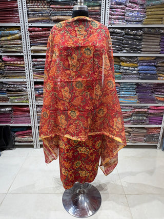 Cotton Handblock Office Wear Suit fabric with Kota Doria Dupatta (Suit Fabric #2322)