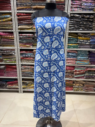 Cotton Handblock Office Wear Suit fabric with Kota Doria Dupatta (Suit Fabric #2329)