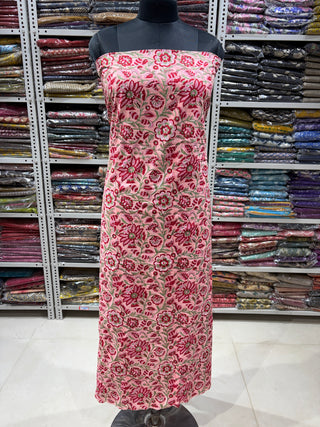 Cotton Handblock Office Wear Suit fabric with Kota Doria Dupatta (Suit Fabric #2330)
