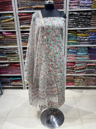 Handblock Cotton Office Wear Top Dupatta Combo